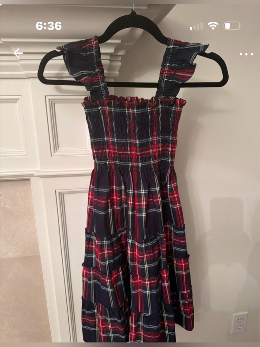 Girls Navy and Red Tartan Smocked Dress by Hill House